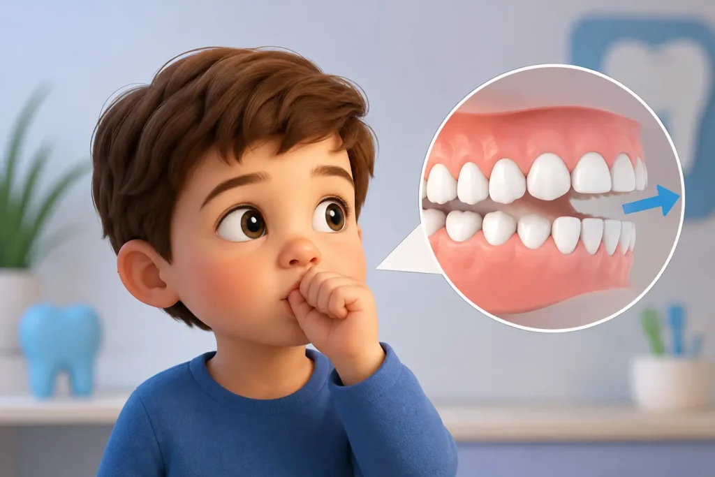Child thumb sucking and its effects on dental development and teeth alignment