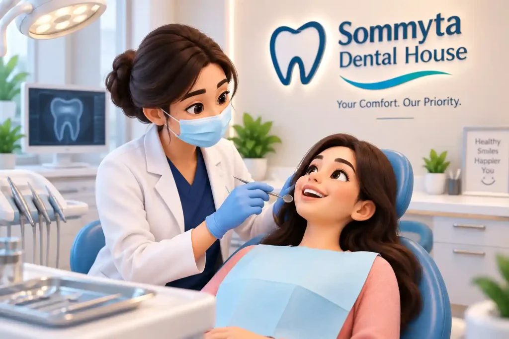 Sommyta Dental House providing comfortable dental treatment in Indore with a female dentist
